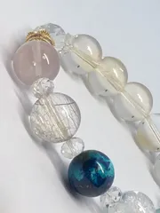 多宝★5Aクリソコラ＊超クリアなアクアマリン入ブレスレット