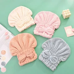 3B43 ヘアキャップ ドライ ヘアタオル 時短 吸水性 シャワーキャップ 蝶結び オシャレ ターバン かわいい ドライヘアキャップ ソフト キャップ プール お風呂 バスタイム 速乾性 韓国ファッション【送料無料】商品番号： 240213-03