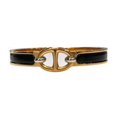 エルメス レザー×ゴールド金具 リンク ブレスレット バングル A刻印 