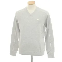 【中古】【未使用】ラコステ LACOSTE ハイゲージ コットン Vネック プルオーバーニット ライトグレー【サイズ3】【メンズ】