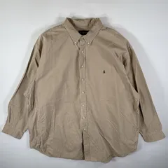 古着 ポロバイラルフローレン Polo by Ralph Lauren 長袖シャツ ボタンダウン ワンポイント 大きいサイズ 肉厚 4XLT  ベージュ メンズ