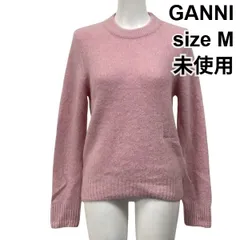 ◆ 未使用 ガニー GANNI ブラッシュド アルパカ Oネック ニット セーター 長袖 クルーネック ピンク 毛混 M 9号 レディース S5V699のサムネイル