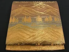 平和屋着物■六通柄袋帯　遠山草木文　金銀糸　逸品　n-am0988