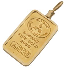 【本物保証】 新品同様 純金インゴット ペンダントトップ 計6.4g K24YG K18YG 三菱マテリアル製 FINE GOLD ノーブランド No brand