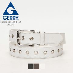 【新品・未使用】 ベルト メンズ GERRY ジェリー ブランド ハトメベルト カジュアル おしゃれ 太め 幅 35mm 穴 多い いっぱい 幅広 フリーサイズ バックル かっこいい サイズ 調整 シンプル ロゴ 男女兼用 ホワイト 白 GR0234X-CPZ