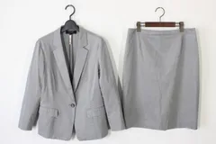 32【美品】アンタイトル スカートスーツ 44 グレー 4L相当 大きいサイズ 面接 ビジネス セットアップスーツ UNTITLED クリーニング済み