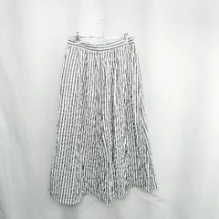 ◇ ⊂ LEPSIM レプシィム ストライプ柄 ロング丈 フレア スカート サイズM グレー ホワイト レディース E  【1502060030526】
