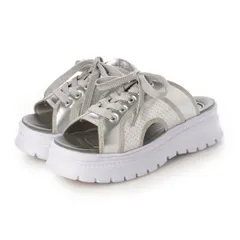 BOUQET オープントゥ レースアップ 厚底 サンダル （SILVER）