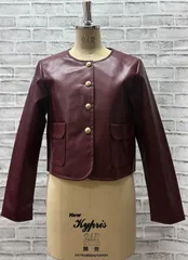 ノーカラージャケット　ノーカラー　ジャケット　　レザー