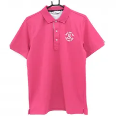 アンパスィ 半袖ポロシャツ ピンク×ライトグレー 総柄地模様 襟裏ロゴ メンズ L ゴルフウェア and per se