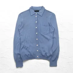 PRADA ボタンフロント ニットシャツ カーディガン M ブルー コットン PRADA ボタンフロント ニットシャツ カーディガン M ブルー