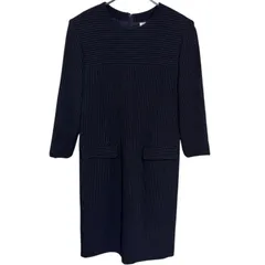 Z1519 HANAE MORI ハナエモリ ウール ワンピース ネイビー ストライプ レディース 11A3