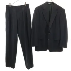 ポロバイラルフローレン スペイン製 ピンストライプ スーツ 上下 セットアップ 40 チャコールブラック Polo by Ralph Lauren メンズ