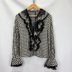 RALPH LAUREN ギンガムチェック フリルレース シャツ カーディガン サイズ0 07081105 02　未使用品