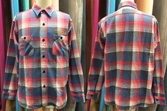 SUGAR CANEツイルチェックワークシャツ 東洋エンタープライズ社別注 ネルシャツ レッド