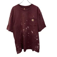 carhartt 半袖 ロゴTシャツ 2XL ボルドー プルオーバー ポケット付き ビッグサイズ カーハート 古着卸 アメリカ仕入 a705-5645