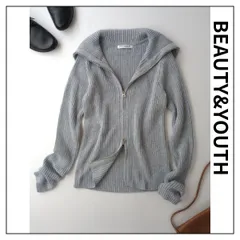 定価14850円 BEAUTY&YOUTH ビューティアンドユース ユナイテッドアローズ ダブルジップ リブニット カーディガン 羽織 グレー (84Y＋4420)25F