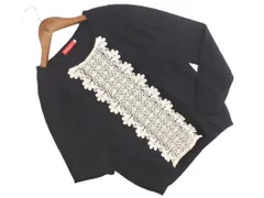 earth music&ecology アースミュージック＆エコロジー レース ニット セーター sizeS/紺 ◇■ レディース