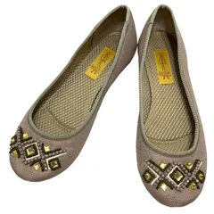 【美品】あしながおじさん (24.5) フラットシューズ パンプス 飾り スリッポン 希少デザイン