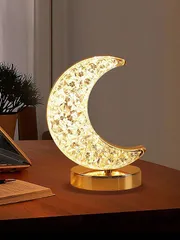 1個 3色 LEDムーンナイトライト: モダン、タッチ式、ポータブル、調光機能、ホームデコレーション、デスクランプ、すべての部屋に適しています。バッテリー容量400mAh