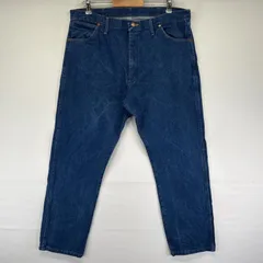 古着 ラングラー Wrangler デニムパンツ ストレート 5ポケット ジップ ジーンズ ジーパン 長ズボン 色落ち w38 L32  ブルー メンズ