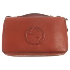 GUCCI (グッチ) ソーホー インターロッキングG ラウンド ファスナー 長財布 トラベルケース オーガナイザー レッド 306118