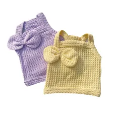 犬服猫服 ドッグウェア キャミソール 綿質伸縮性あり シンプル可愛いリボン付き