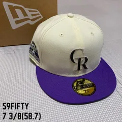 《NEWERA》ニューエラ　コロラド　ロッキーズ　59FIFTY　2トーン　キャップ　オフホワイト　パープル　つば裏　グリーン　7 3/8