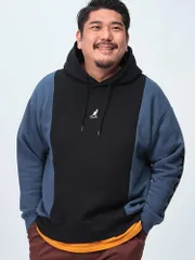 KANGOL カンゴール プルオーバー パーカー 大きいサイズ メンズ 裏起毛 フロント刺繍 バイカラートップス 長袖 起毛 3L 4L 5L 6L アイボリー ブラック ブラック