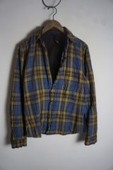 正規 wjk ダブルジェイケイ チェック フックシャツ カーディガン 長袖 日本製 黄 青 イエロー ブルー M 本物 804P★2