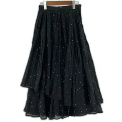 美品 Apuweiser-riche アプワイザーリッシェ タグ付き ドット プリーツ ティアード ロングスカート size2/ブラック×ホワイト