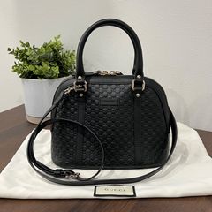 [美品人気]GUCCI グッチ マイクログッチシマ ブラック 2WAYハンド 449654 ハンドバッグ ショルダー黒 レザー ボリード型