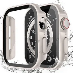 【特価商品】Watch カバー Watch Apple Apple 全面保護 対応 対応 高透過率 装着簡単 PC+ガラス素材 超薄型 3D直角エッジ 新デザイン 高耐久 一体型 防水 ケース 耐衝撃 ケース アップルウォッチ用 40mm スターライト 10/
