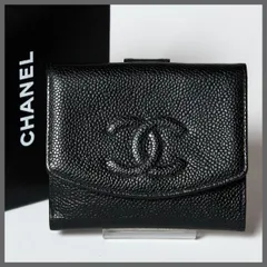【超美品！】CHANEL シャネル キャビアスキン ココマーク Ｗホック 二つ折り財布 A13496 箱付