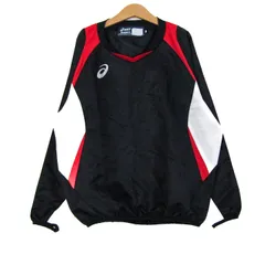 アシックス ピステ ウィンドブレーカー 野球 スポーツウエア キッズ 男の子用 140サイズ 黒×白×赤 asics 【中古】