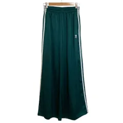 新品同様 24SS adidas originals アディダスオリジナルス SATIN TP WL サテン ワイドレッグ トラックパンツ M グリーン レディース 古着 中古 USED