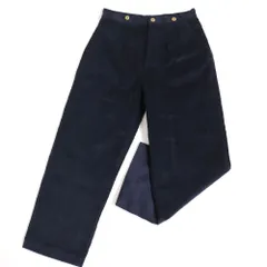 【ドンドン見直し】未使用▽21SS ロエベ H526Y04W05 コーデュロイ ワークウェアトラウザーズ ラムレザーロゴ ボタンフライ パンツ 濃紺 42のサムネイル