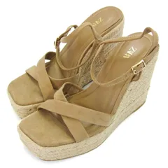 ザラ ウェッジソール サンダル ジュート 厚底 ストラップ スエード 靴 レディース 37サイズ ライトブラウン/ベージュ ZARA 【中古】