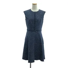 EPOCA / エポカ | ツイード 切替 フレア ワンピース | 42 | ネイビー系 | レディース