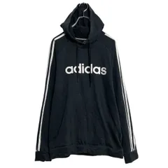 adidas ロゴスウェット パーカー アディダス L ブラック ラグラン プルオーバー 裏起毛 古着卸 アメリカ仕入 a612-7838