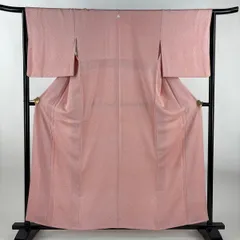 【美品】 小紋 身丈159cm 裄丈64.5cm M 袷 幾何学模様 ピンク 正絹 優品 一つ紋 【中古】