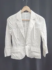 ◇ Θ COMME CA ISM コムサイズム ストライプ柄 長袖 ジャケット サイズL アイボリー レディース E  【1503040005589】