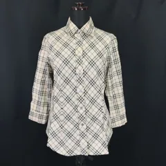 UK/イングランド製★BURBERRY★七分袖シャツ【women’s size -M（日本サイズM?L相当/ベージュ/チェック】Tops/Shirts◆senBH139