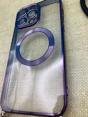 iPhone14 Pro Max 対応 ショルダー ストラップ付き クリアケース パープル