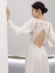 エレガントロングドレス?結婚式/パーティー背中美デザイン上品素材感