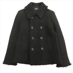 美品 02aw トリココムデギャルソン tricot COMME des GARCONS ツイード ウール ピーコート ダブル コート ジャケット ブルゾン オールド アーカイブ M 黒 ブラック レディースのサムネイル