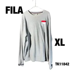 FILA ライトグレー スウェット XL ワンポイント ロゴ シンプル 丸首 プルオーバー トレーナー 秋冬 古着 TK11842