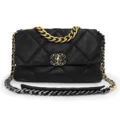 シャネル 19 ラージ チェーン ココマーク マトラッセ 2way ショルダー ハンドバッグ 斜め掛け ゴートスキン レザー ブラック 黒 アンティークゴールド アンティークシルバー金具 AS1161 CHANEL（中古）