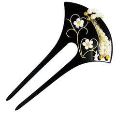 【大人気】かんざし 髪飾り 和装 パール 留袖/バチ型/浴衣/着物【＆JuJu】 レディース (黒)