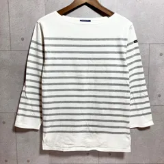 SAINT JAMES セントジェームス NAVAL BORDER ナヴァル ボーダー カットソー バスクシャツ ボートネック 長袖 トップス M ホワイト 白 グレー レディースSG318-14